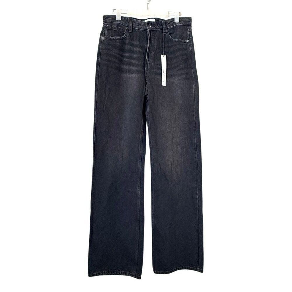NWT River Island Denim Specialist Hi-Rise Jenny Block Straight Black Jeans Sz 6L